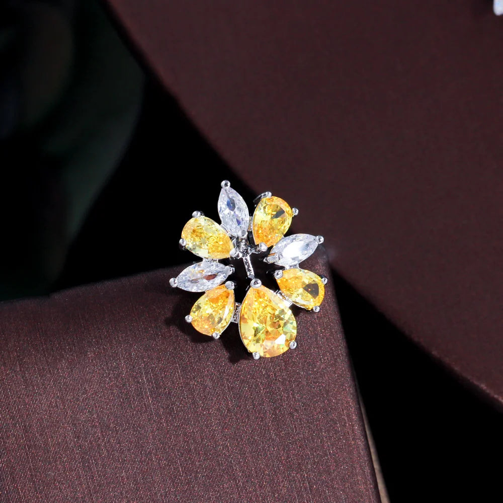 Shiny Yellow Cubic Zirconia Women's Necklace