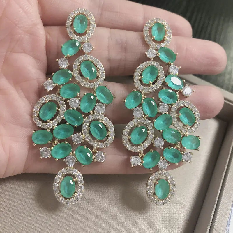 Bilincolor Green Cubic Zircon Earring for Women