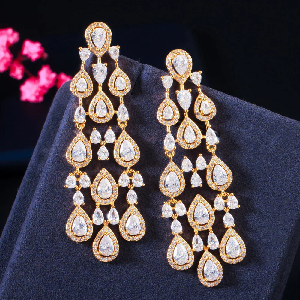 African Pera High Quality CZ Zircon Earrings