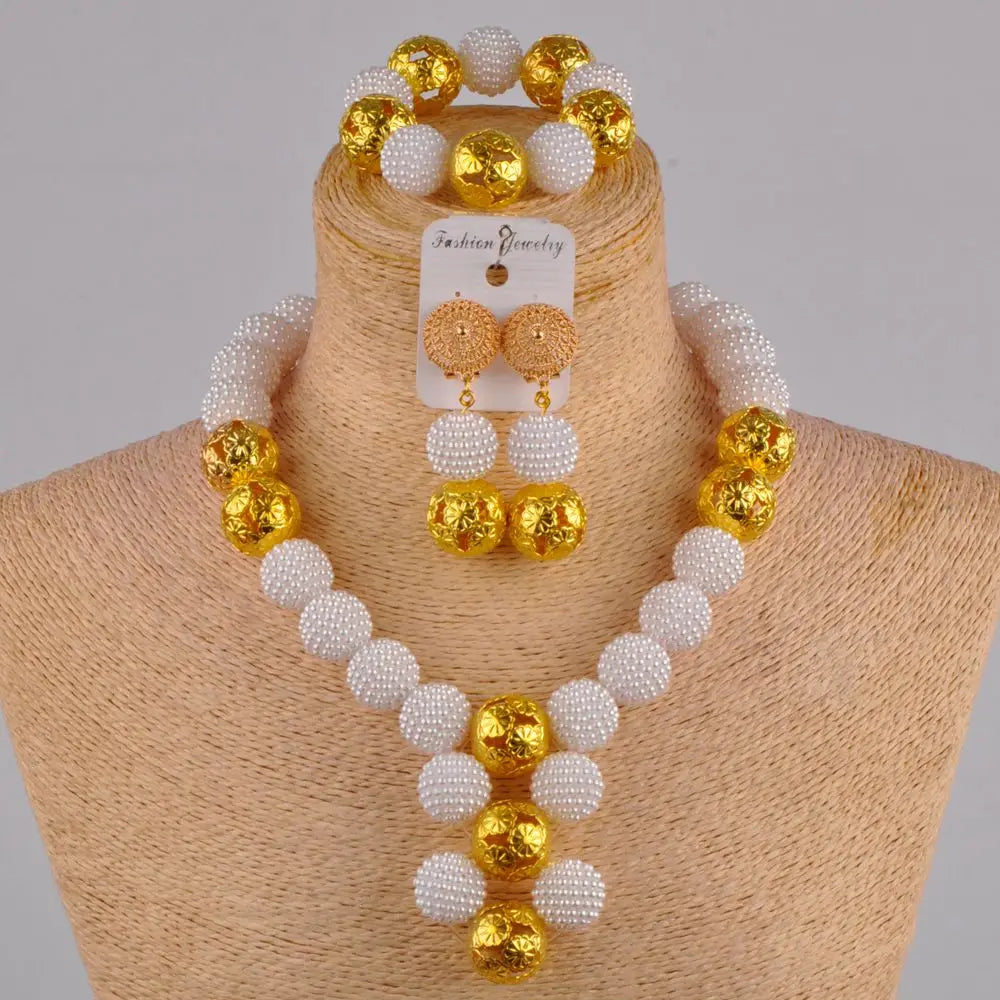 African Fuchsia pink costume necklace jewelry set