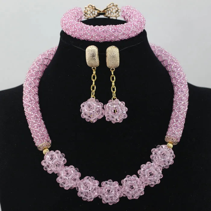 Handmade Glamorous Teal Green African Beads Jewelry Set
