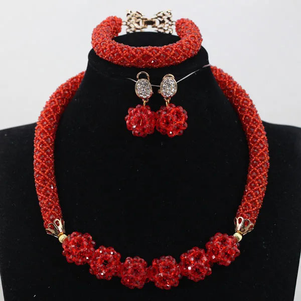 Handmade Glamorous Teal Green African Beads Jewelry Set