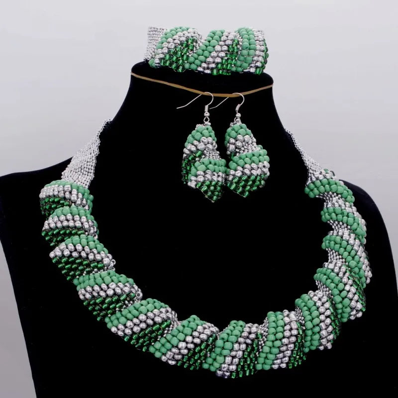 Jewelry Sets for African Women, Bracelet, Earrings, Necklace Handmade