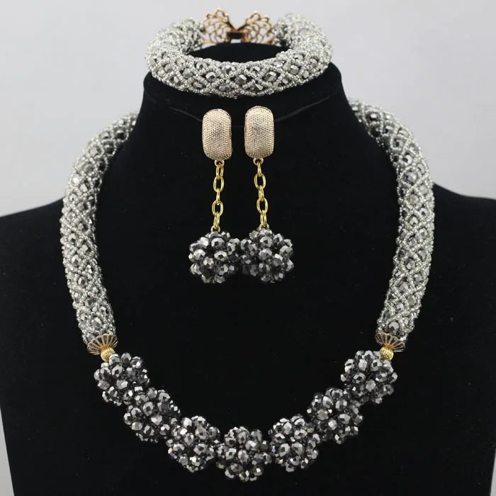 Handmade Glamorous Teal Green African Beads Jewelry Set