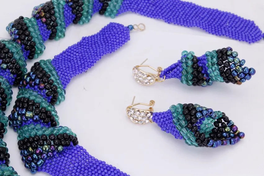 Jewelry Sets for African Women, Bracelet, Earrings, Necklace Handmade