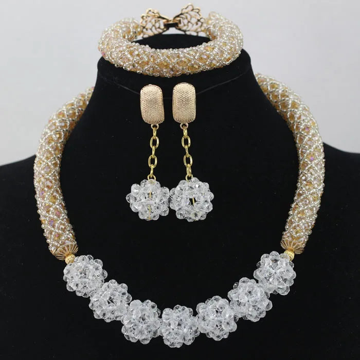 Handmade Glamorous Teal Green African Beads Jewelry Set