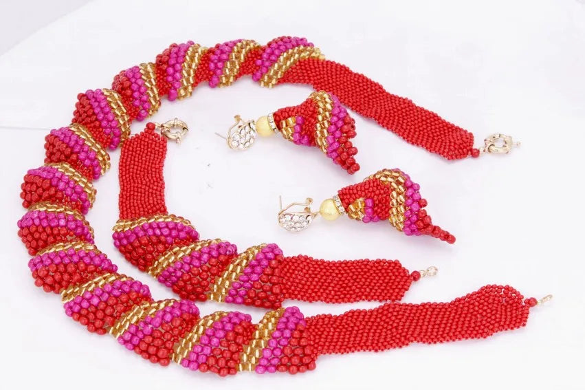 Jewelry Sets for African Women, Bracelet, Earrings, Necklace Handmade