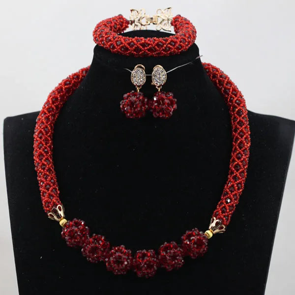 Handmade Glamorous Teal Green African Beads Jewelry Set