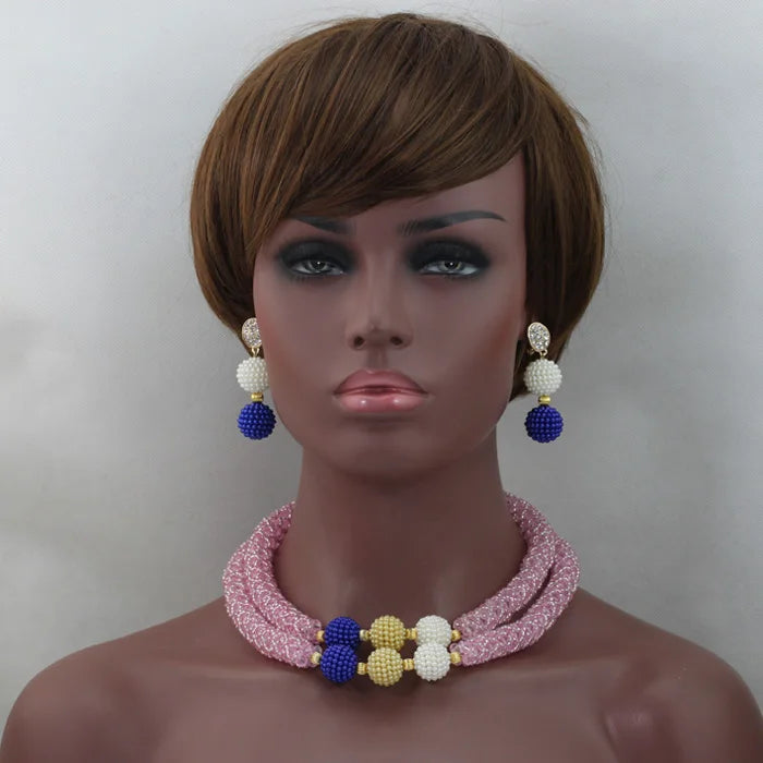 Splendid Peach Pink African Jewelry Set