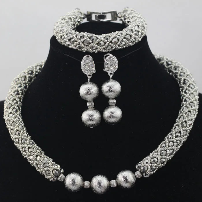 Handmade Glamorous Teal Green African Beads Jewelry Set