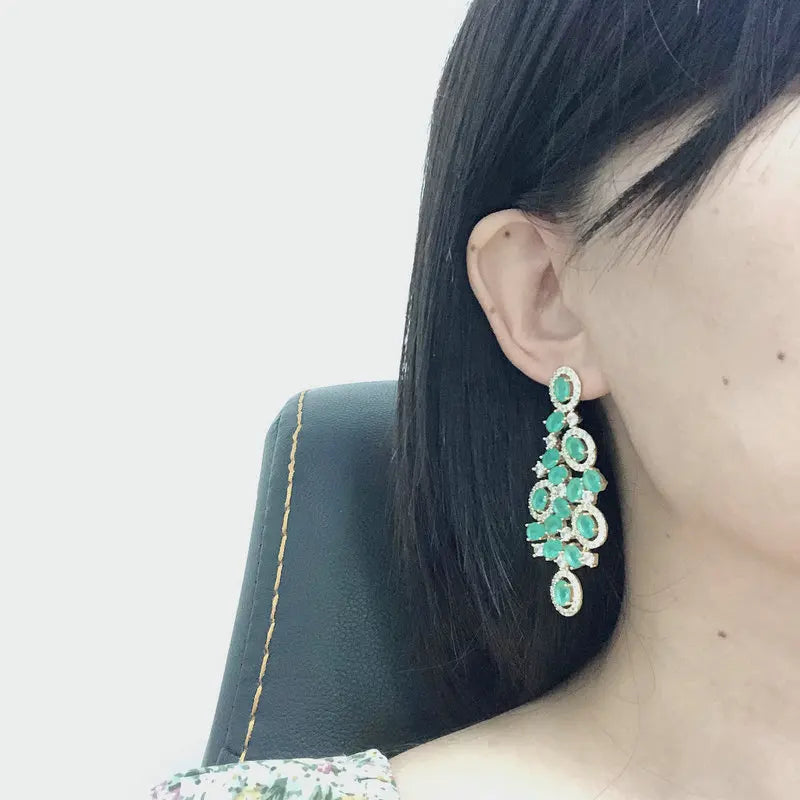 Bilincolor Green Cubic Zircon Earring for Women