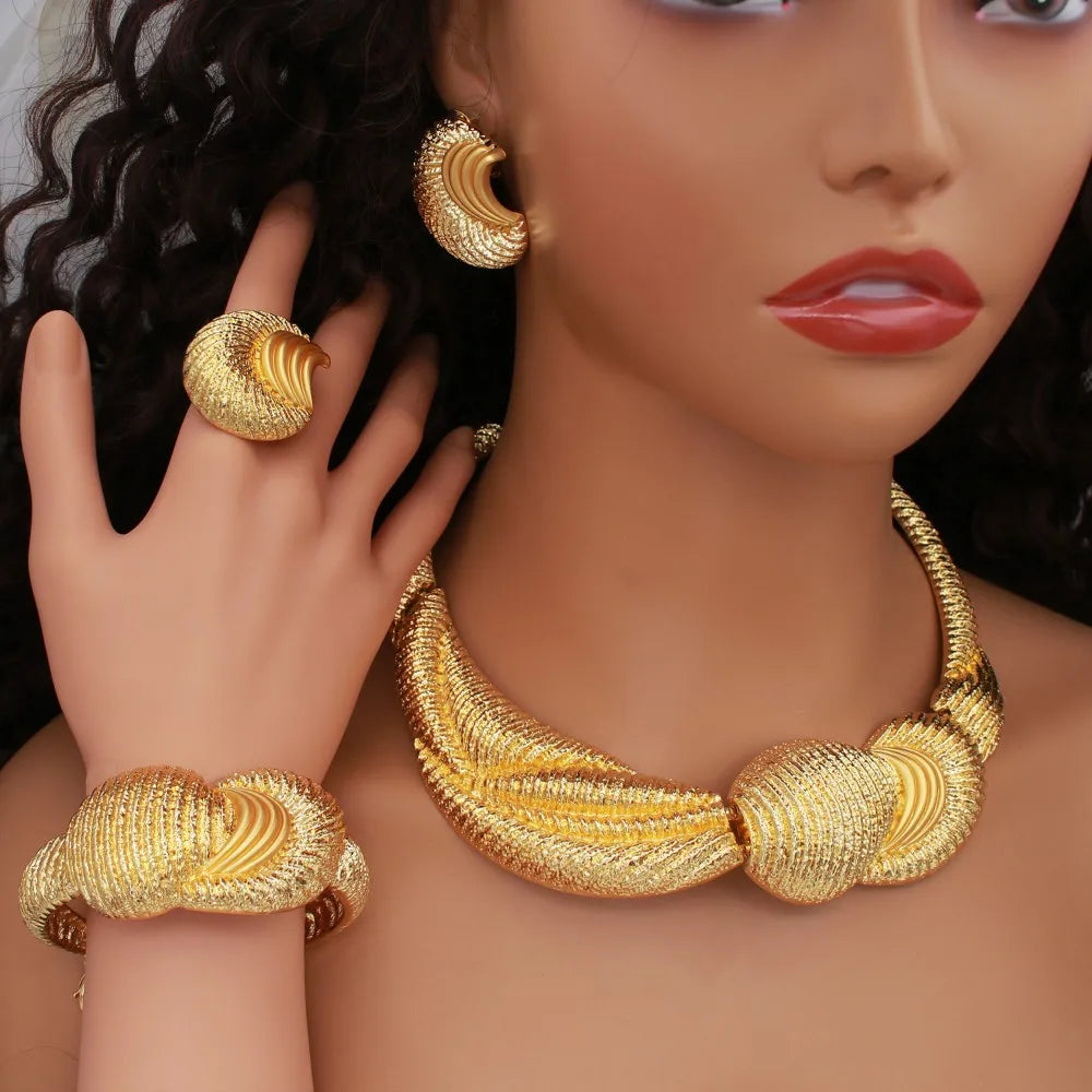 Luxury 18K Gold Plated Big Jewelry Set Large Necklace