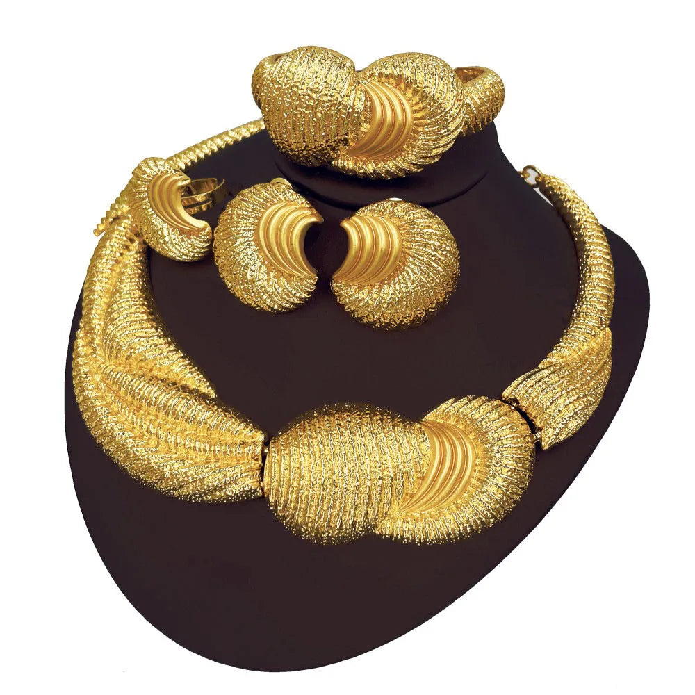 Luxury 18K Gold Plated Big Jewelry Set Large Necklace