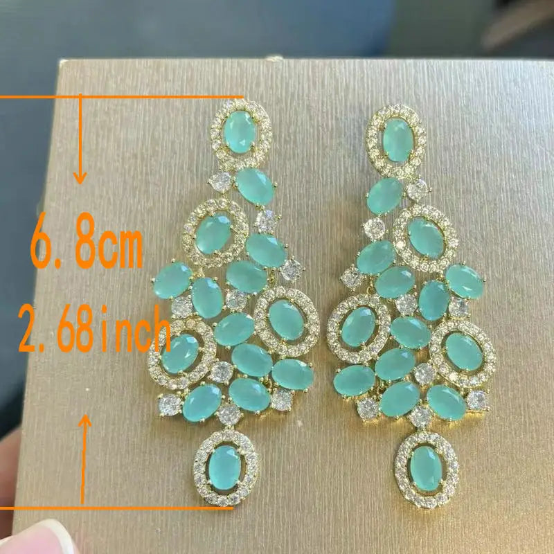 Bilincolor Green Cubic Zircon Earring for Women