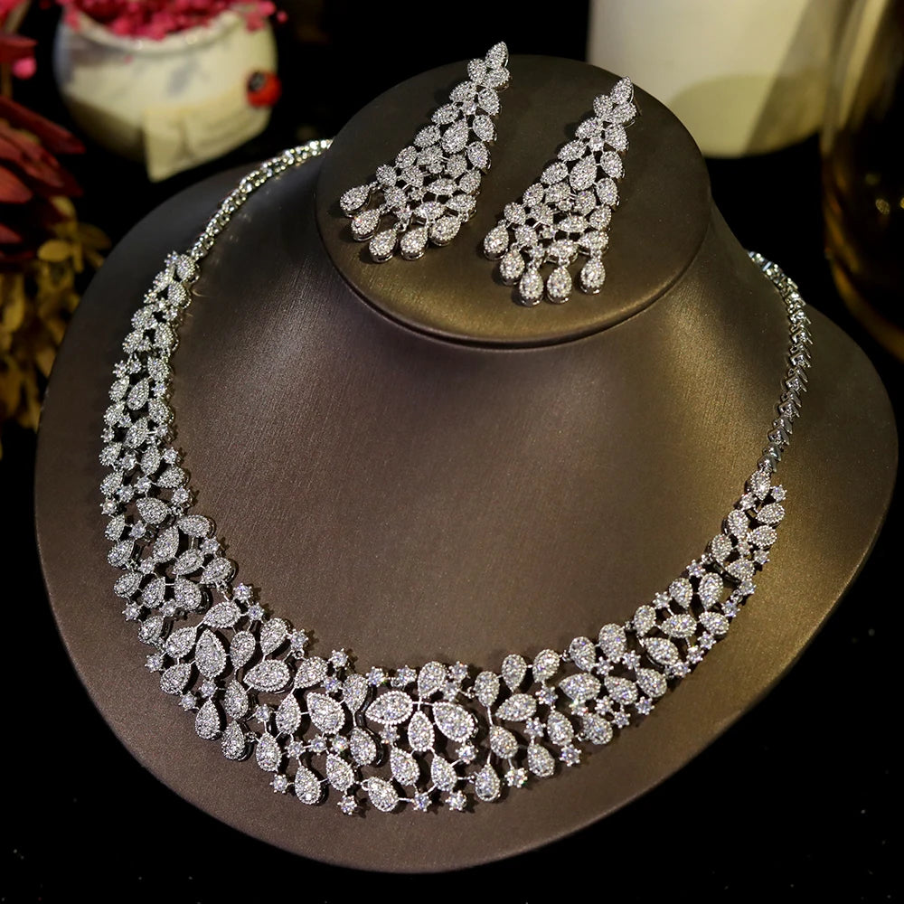ASNORA Gorgeous CZ Crystal Zirconia Luxury Silver Color Necklace