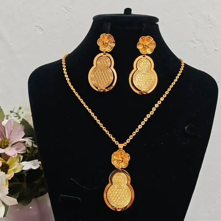 African Gold Color Women Necklace & Earrings