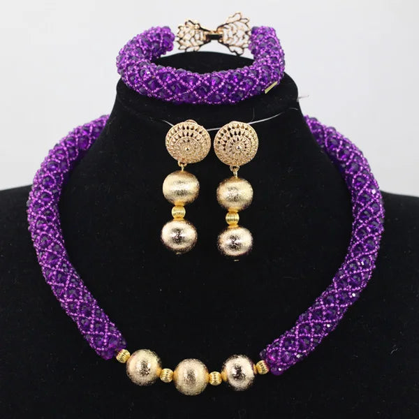 Handmade Glamorous Teal Green African Beads Jewelry Set