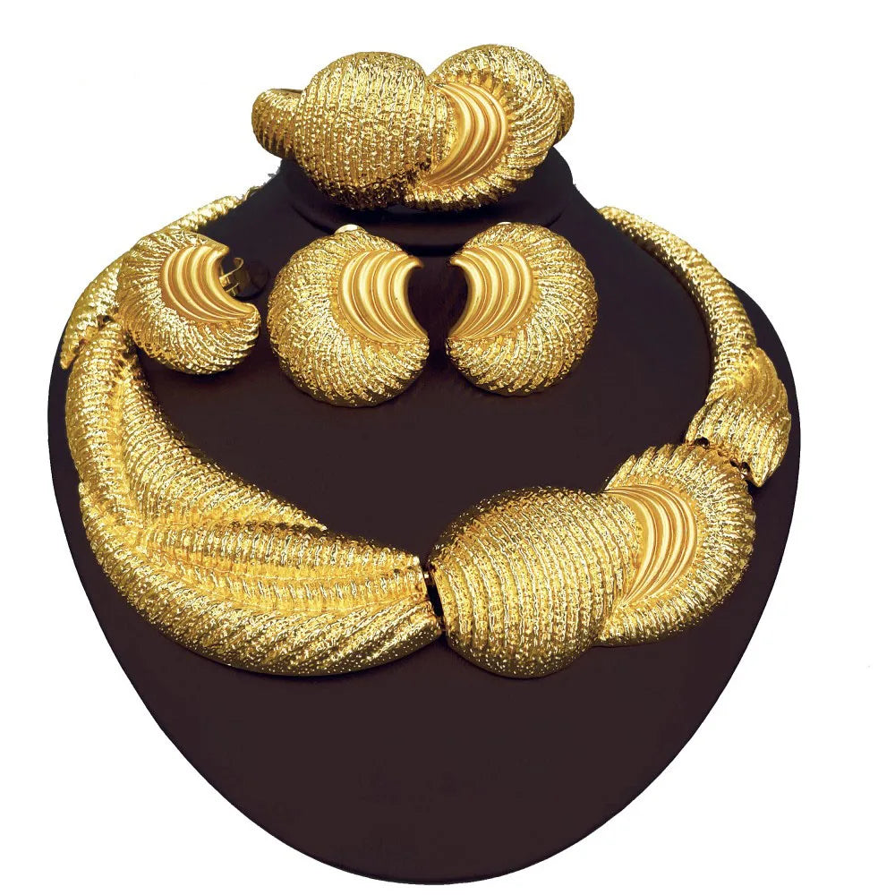 Luxury 18K Gold Plated Big Jewelry Set Large Necklace