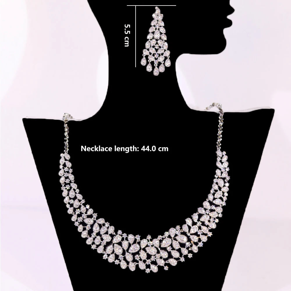 ASNORA Gorgeous CZ Crystal Zirconia Luxury Silver Color Necklace