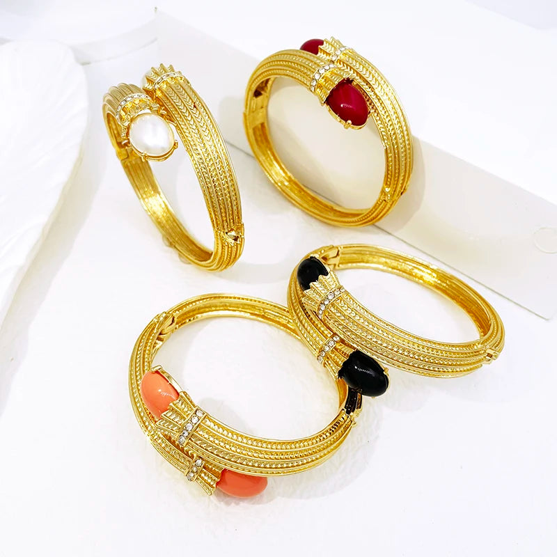 Italian Luxury Red Opal Pendant Jewelry Set For Women