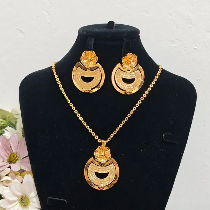 African Gold Color Women Necklace & Earrings
