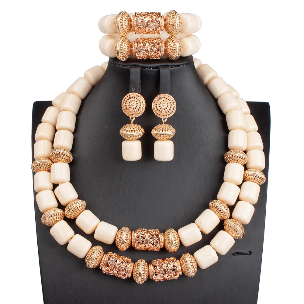 African Coral Beads Necklace Set for Wedding and Cultural Events