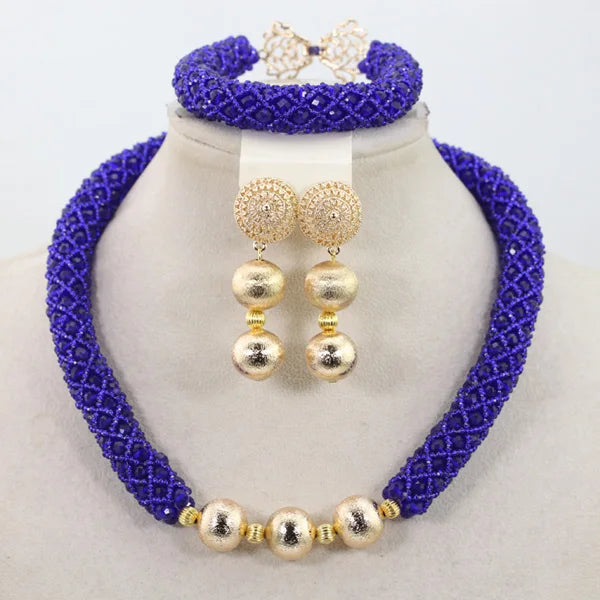 Handmade Glamorous Teal Green African Beads Jewelry Set