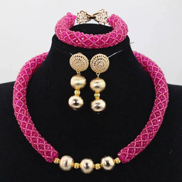 Handmade Glamorous Teal Green African Beads Jewelry Set