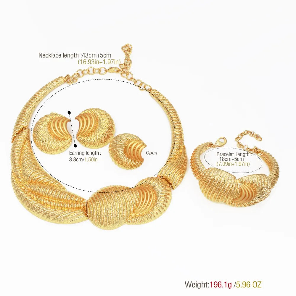 Luxury 18K Gold Plated Big Jewelry Set Large Necklace