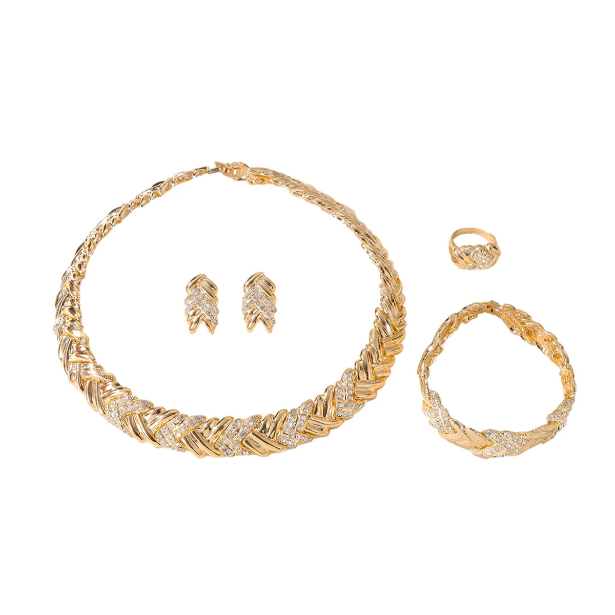 Crystal Necklace, Earrings, Bracelet & Ring Jewelry Set