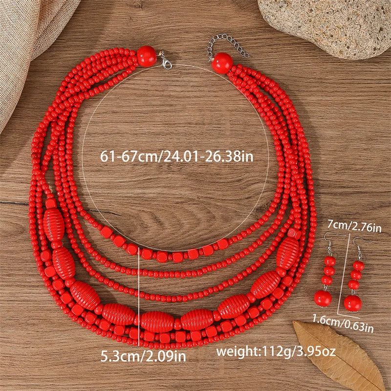 New Colorful Handmade Multi-Layer Acrylic Beads Necklace/Earring Sets.