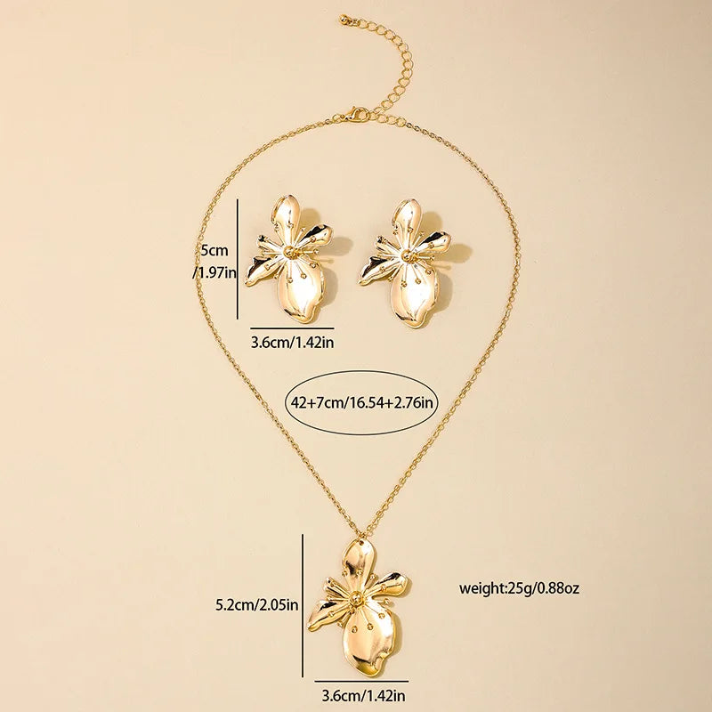 Korean Fashion Designer Enamel Flower Necklace Set