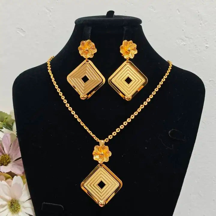 African Gold Color Women Necklace & Earrings