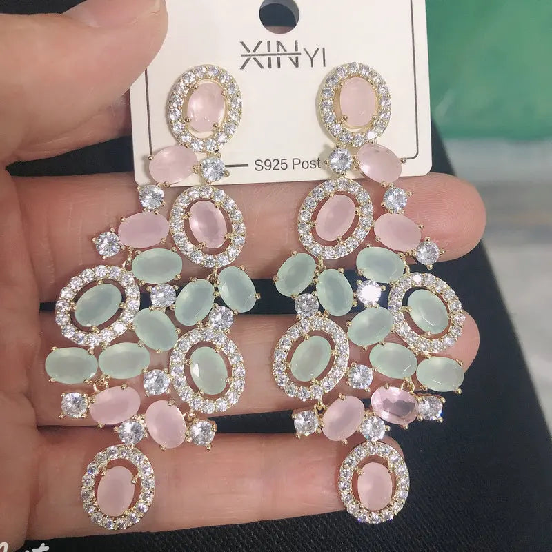 Bilincolor Green Cubic Zircon Earring for Women