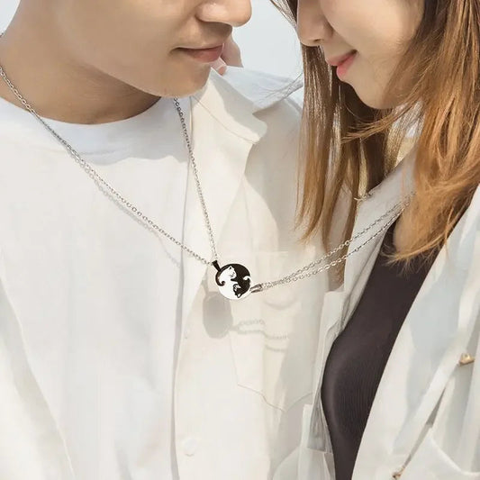Cat Pendant Stainless Steel Couple Necklaces