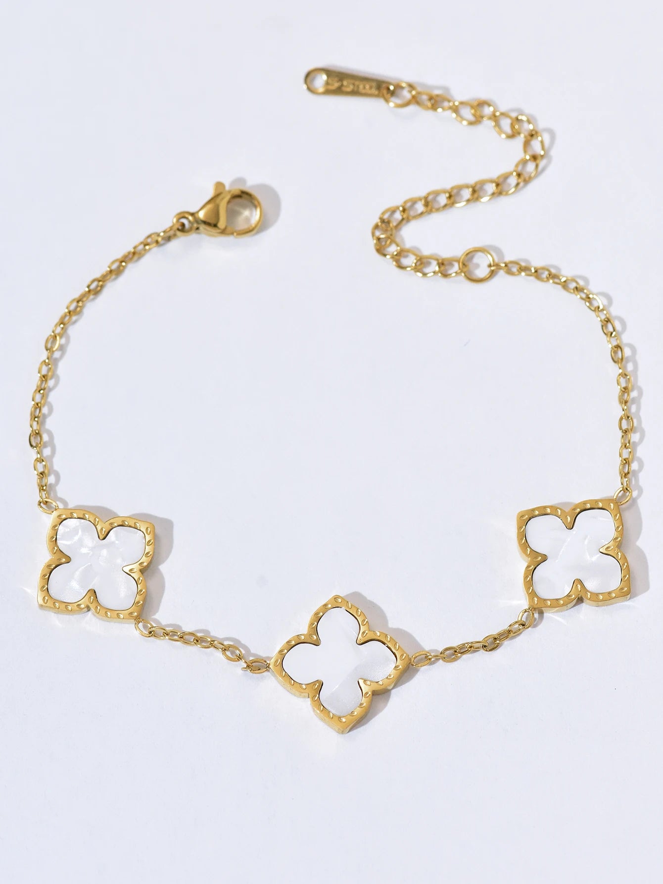 1 Set Stainless Steel Clover Jewellery Set, Necklace Bracelet, Ring &  Earrings