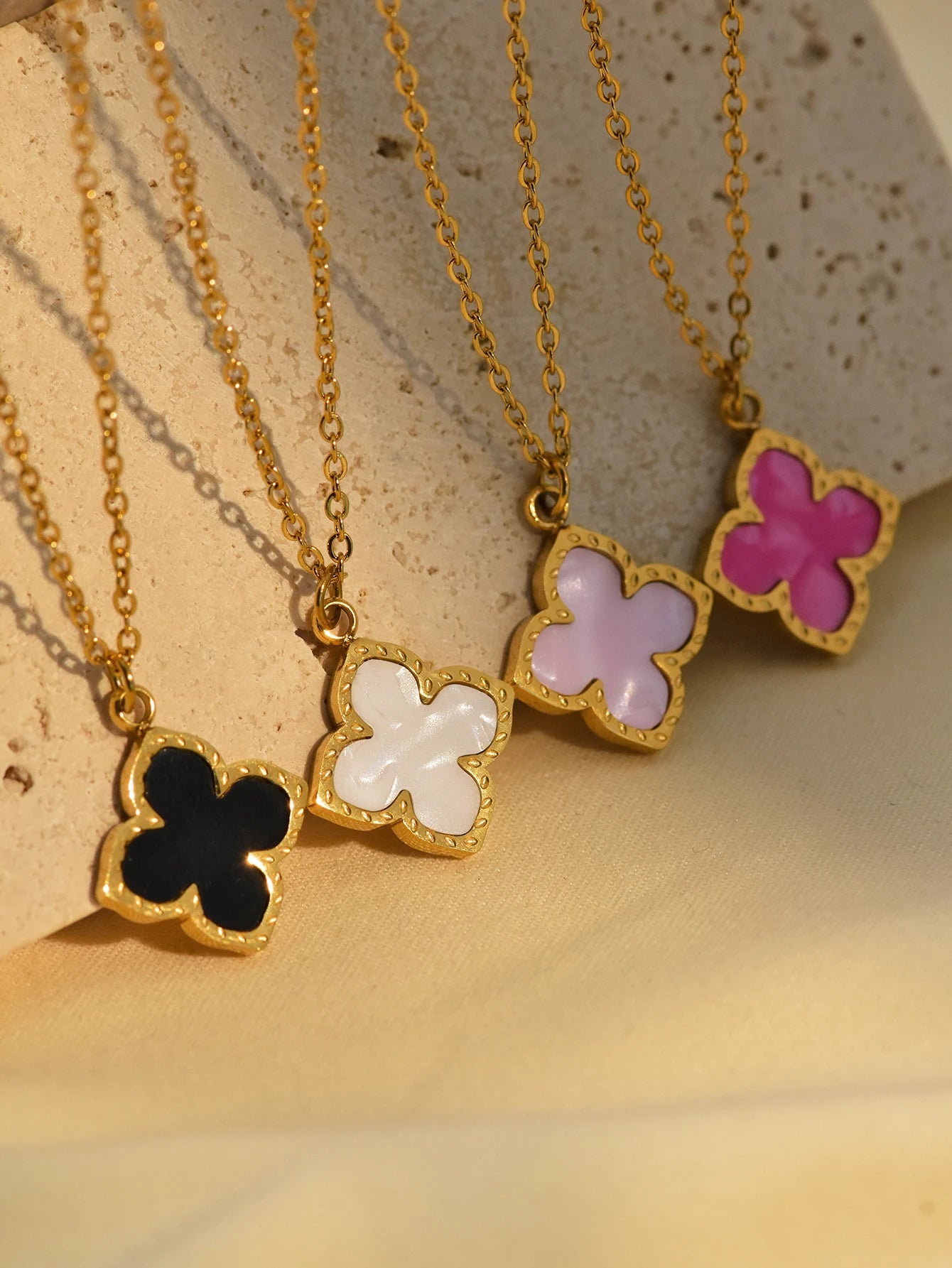 1 Set Stainless Steel Clover Jewellery Set, Necklace Bracelet, Ring &  Earrings