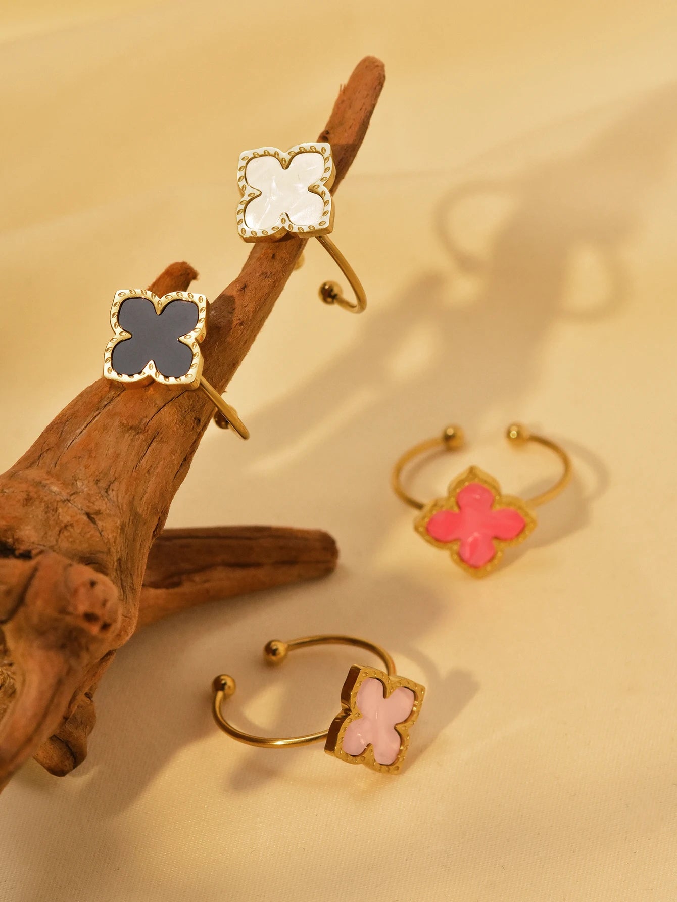 1 Set Stainless Steel Clover Jewellery Set, Necklace Bracelet, Ring &  Earrings