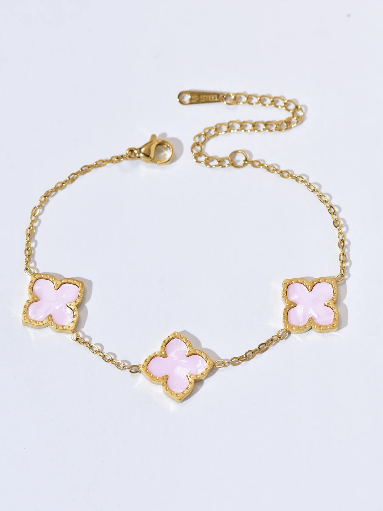 1 Set Stainless Steel Clover Jewellery Set, Necklace Bracelet, Ring &  Earrings
