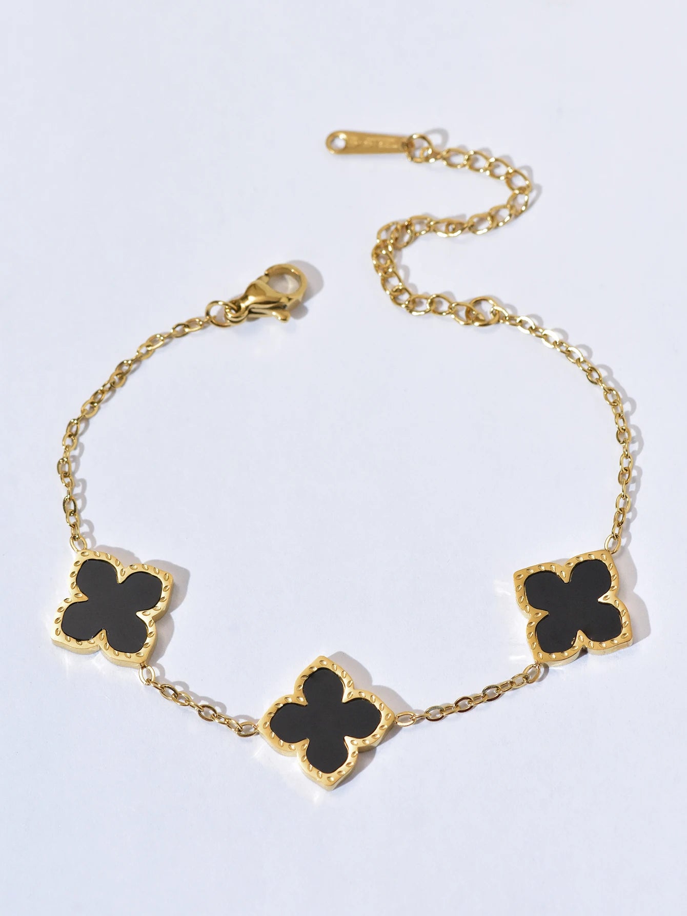 1 Set Stainless Steel Clover Jewellery Set, Necklace Bracelet, Ring &  Earrings