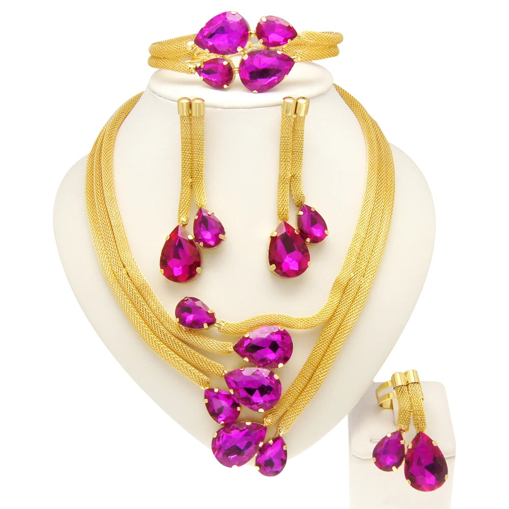 Zhuerrui Pakistani Gold Neckless Jewelry Set