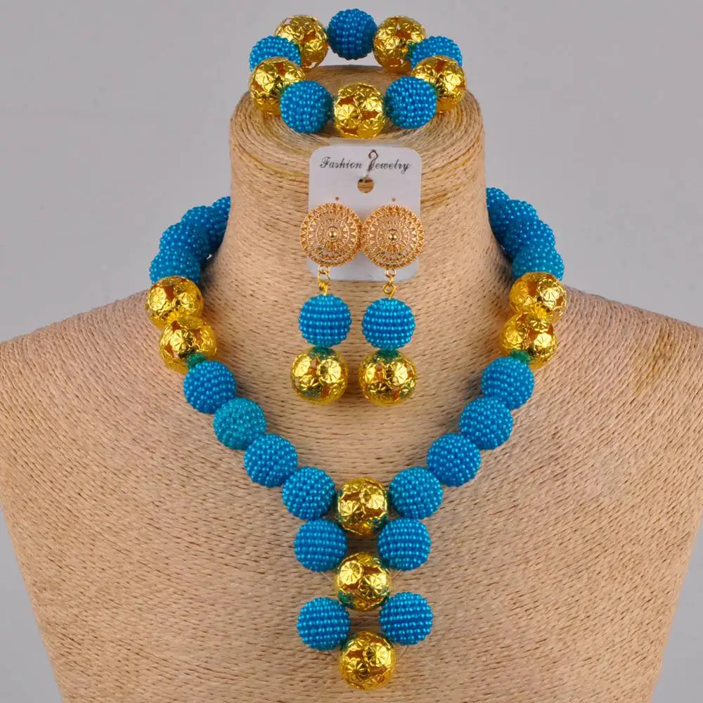 African Fuchsia pink costume necklace jewelry set