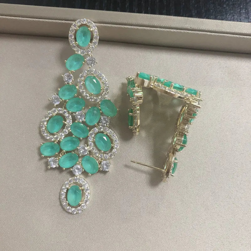 Bilincolor Green Cubic Zircon  Earring for Women