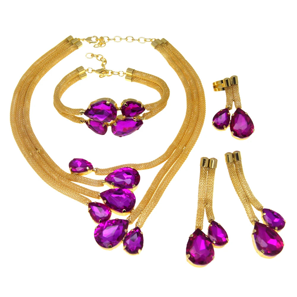 Zhuerrui Pakistani Gold Neckless Jewelry Set