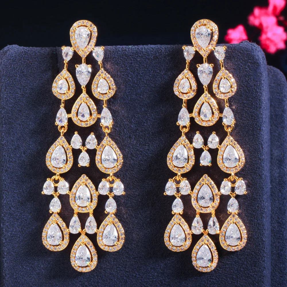 African Pera High Quality  CZ Zircon Earrings