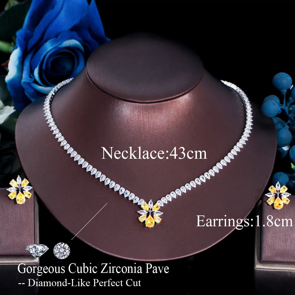 Shiny Yellow Cubic Zirconia Women's Necklace