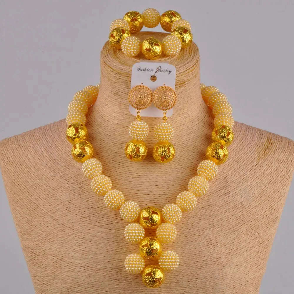 African Fuchsia pink costume necklace jewelry set