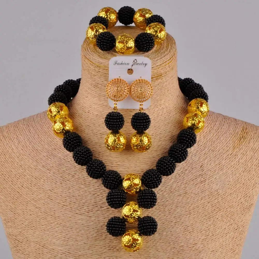 African Fuchsia pink costume necklace jewelry set