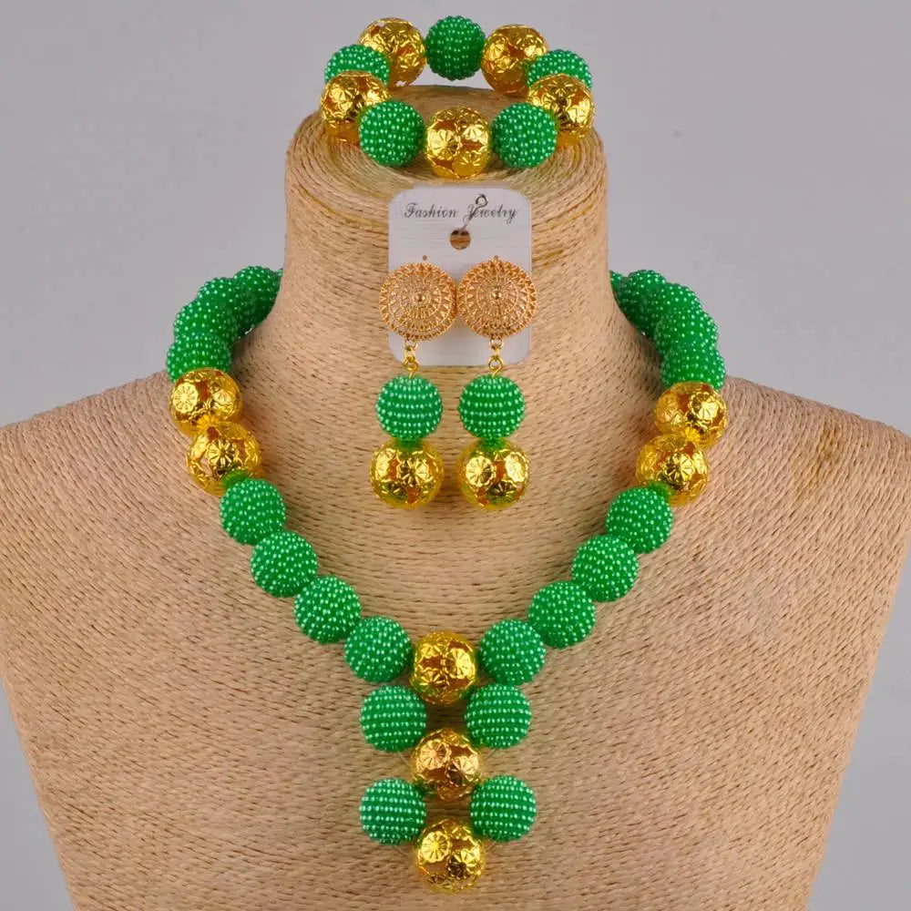 African Fuchsia pink costume necklace jewelry set