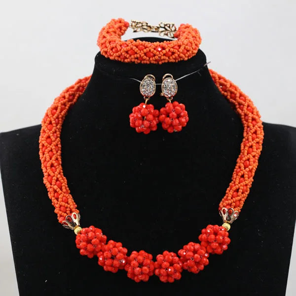 Handmade Glamorous Teal Green African Beads Jewelry Set